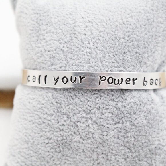 Call Your Power Back - Hand Stamped Anodized Aluminum Bangle - Adjustable - Picture 10 of 11